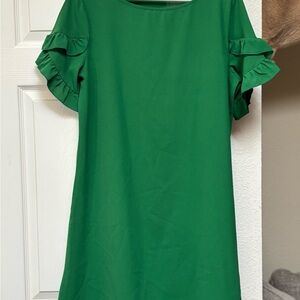 SHEIN Green Ruffle Sleeve Mini Dress